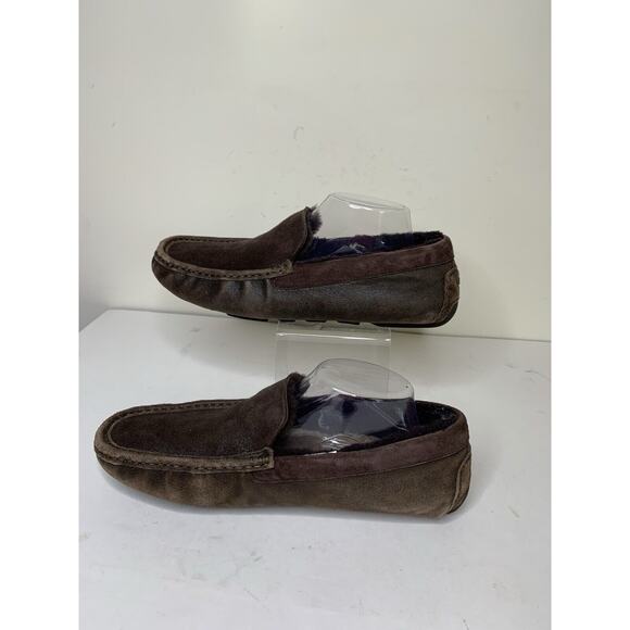 UGG Henrick Mens 9 Driving Loafer Slip On Shoes Dark Brown Suede Leather - Picture 4 of 11